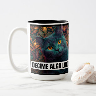 Tell Me Something Nice Funny Cat Mug - High Contra