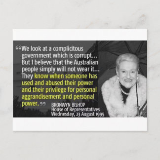 Tell MPs Bronwyn Bishop must go. Postcard