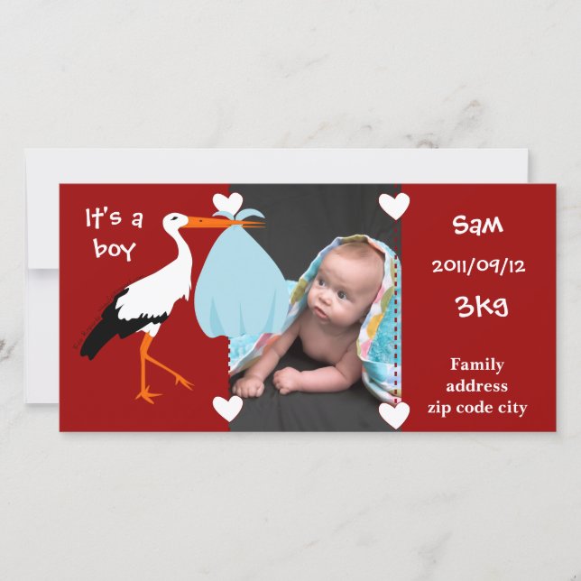 Tell of birth Cigogne It's a boy Announcement (Front)