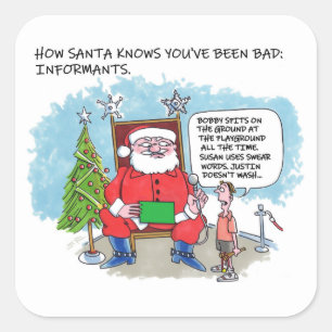 Tell Santa large square stickers