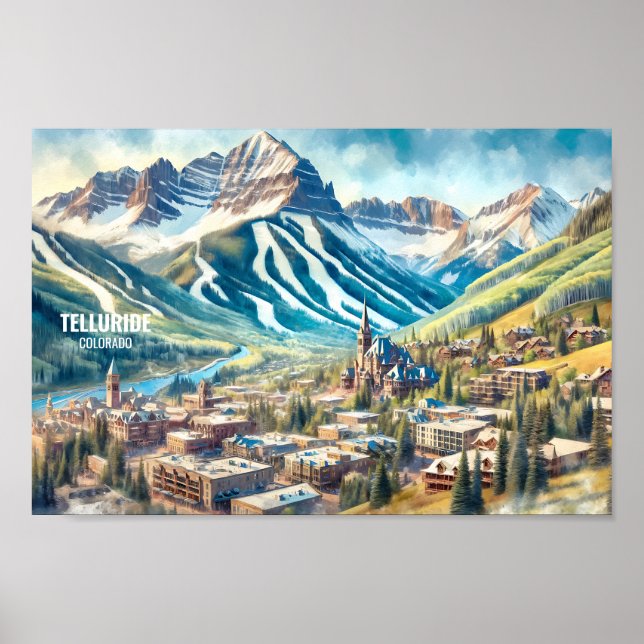 Telluride Colorado Famous Travel Places watercolor Poster (Front)