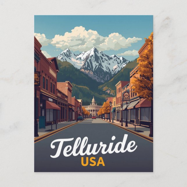 Telluride Colorado Main Street Mountain Postcard (Front)