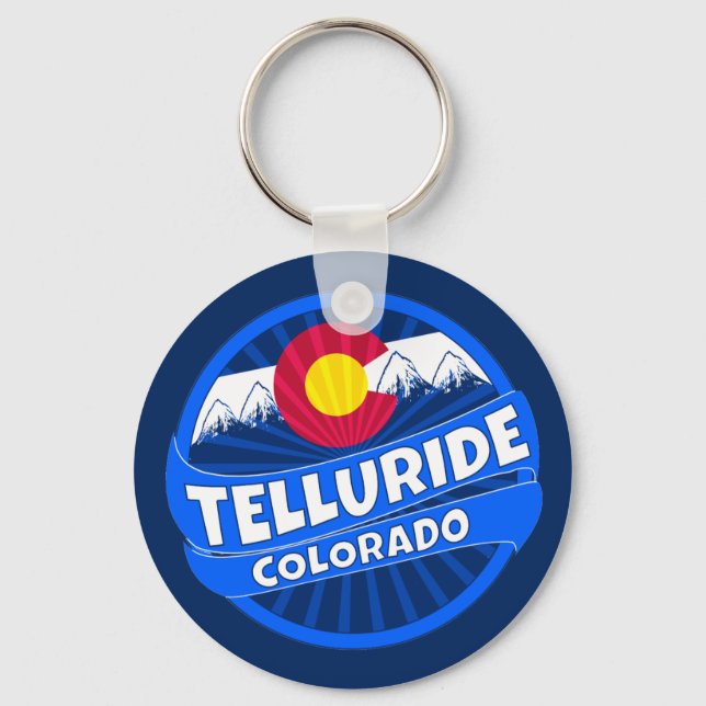 Telluride Colorado mountain burst keychain (Front)