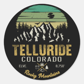 Telluride Colorado Mountains Minimalist Vintage Classic Round Sticker