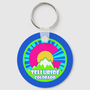 Telluride Colorado neon mountains keychain