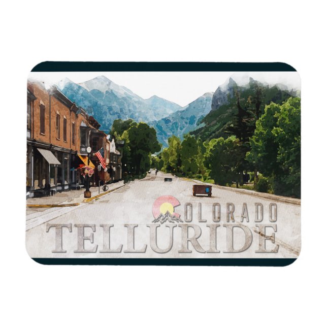  Telluride Colorado Ski Mountains Watercolor Magnet (Horizontal)