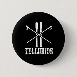 Telluride Colorado Ski Skier Skiing Poles Down Hil 6 Cm Round Badge