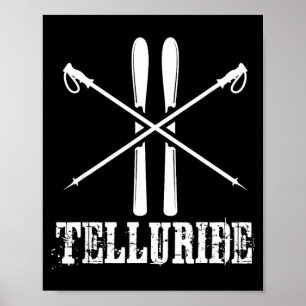 Telluride colorado ski skier skiing poles down poster