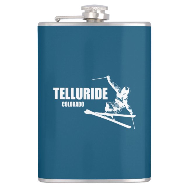 Telluride Colorado Skier Hip Flask (Front)