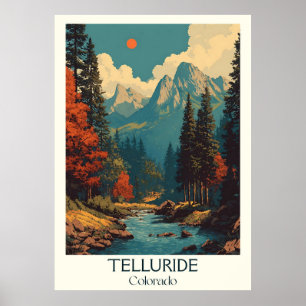 Telluride Colorado Vintage Box Canyon Travel Art Poster