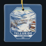 Telluride Colorado Winter Travel Art Vintage Ceramic Ornament<br><div class="desc">Telluride Winter art design showcasing the winter landscape.</div>