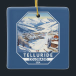 Telluride Colorado Winter Travel Art Vintage Ceramic Ornament<br><div class="desc">Telluride Winter art design showcasing the winter landscape.</div>