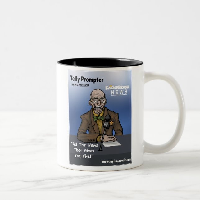 Telly Prompter- MyFarcebook News Network Anchorman Two-Tone Coffee Mug (Right)
