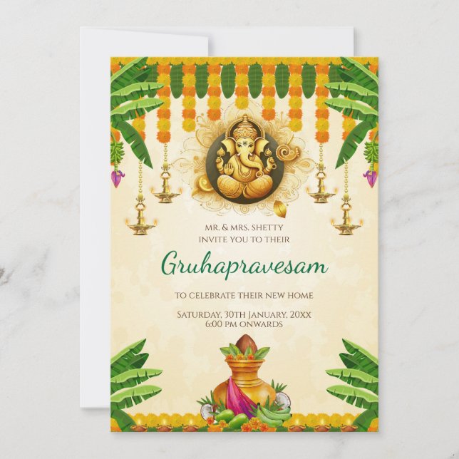 Telugu Housewarming invite Tamil Gruhapravesham (Front)