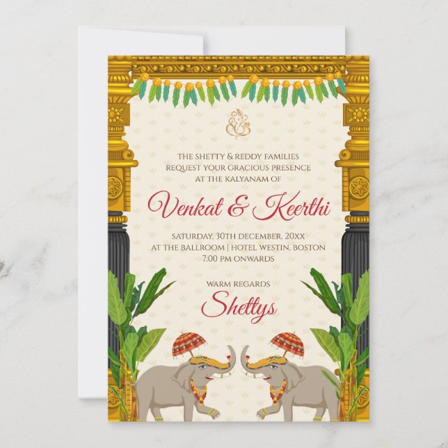 Telugu Wedding invitations South Indian Wedding (Front)
