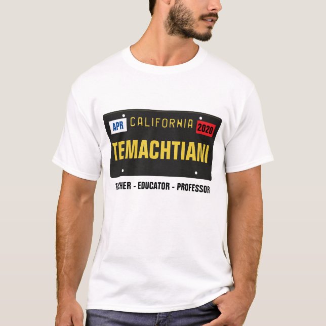 Temachtiani License Plate T-Shirt (Customisable) (Front)