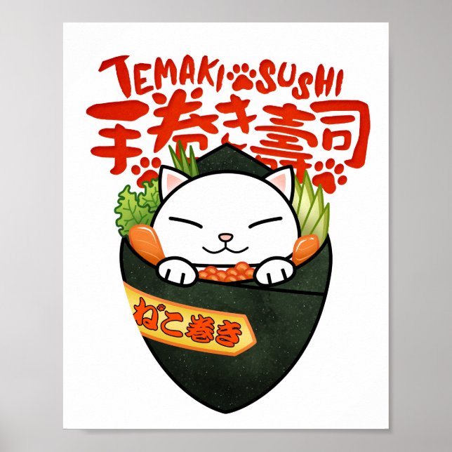 Temaki Sushi Cat Poster (Front)