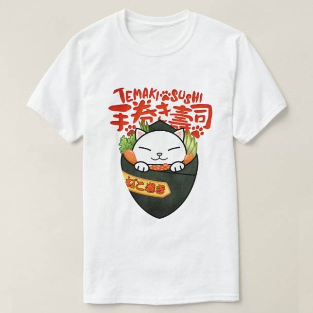 Temaki Sushi Cat T-Shirt (Design Front)