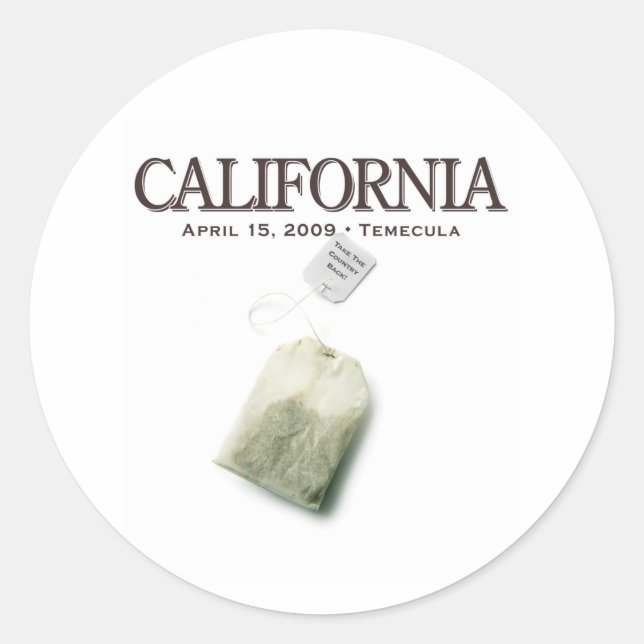 Temecula California Tea Party Classic Round Sticker (Front)