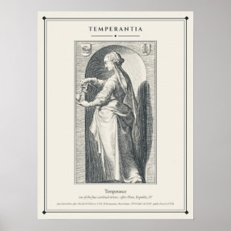 Temperantia Temperance Cardinal Virtue Engraving Poster