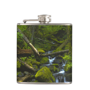 Temperate Rainforest Stream in Columbia River Hip Flask