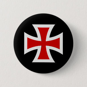 Templar cross 6 cm round badge