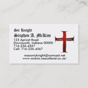 Templar Cross Business Card