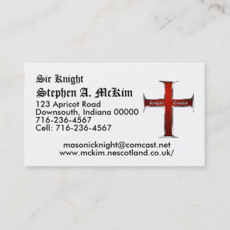 Templar Cross Business Card