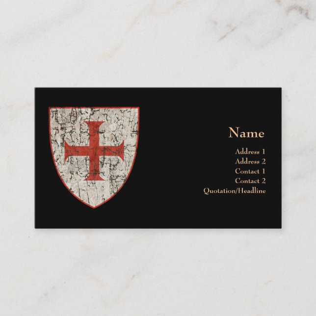 Templar Cross, Distressed Business Card (Front)