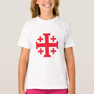 Templar Crusader Jerusalem Cross Girl's Tee Shirt