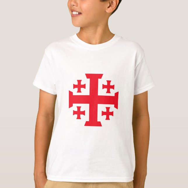 Templar Crusader Jerusalem Cross Kid's Tee Shirt (Front)
