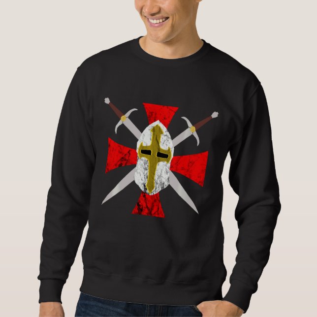 Templar Crusader Knights Cross Code Symbol Medieva Sweatshirt (Front)