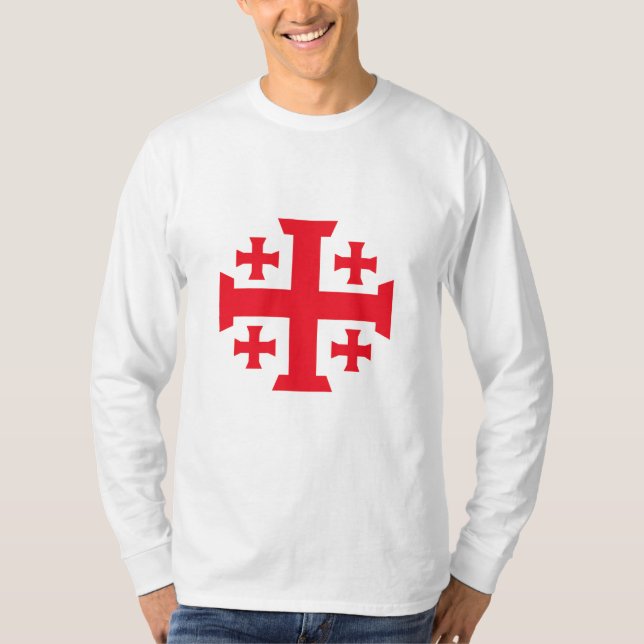 Templar Jerusalem Cross Men's Long Sleeve Tee (Front)
