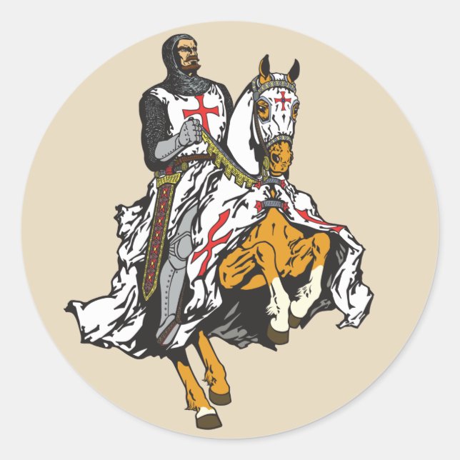 Templar knight classic round sticker (Front)
