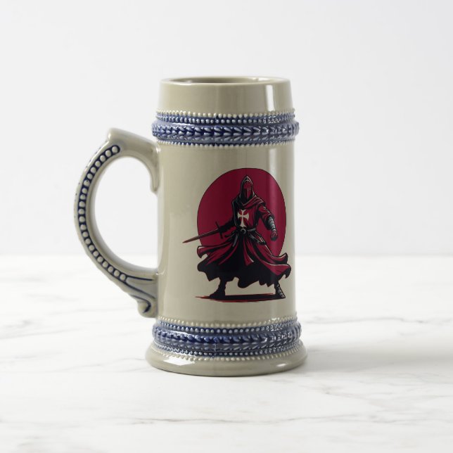 Templar Knight Custom Minimalist Design Beer Stein (Left)