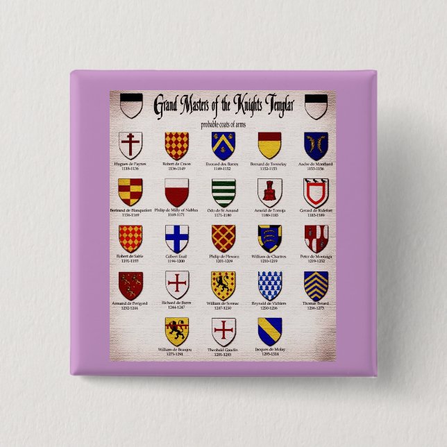 Templar Master Heraldry 15 Cm Square Badge (Front)