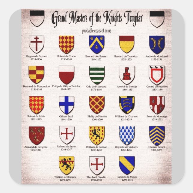 Templar Master Heraldry Square Sticker (Front)