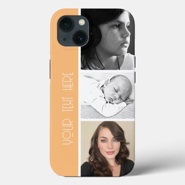 template 3 photos peach your own phone Case-Mate iPhone case (Back)