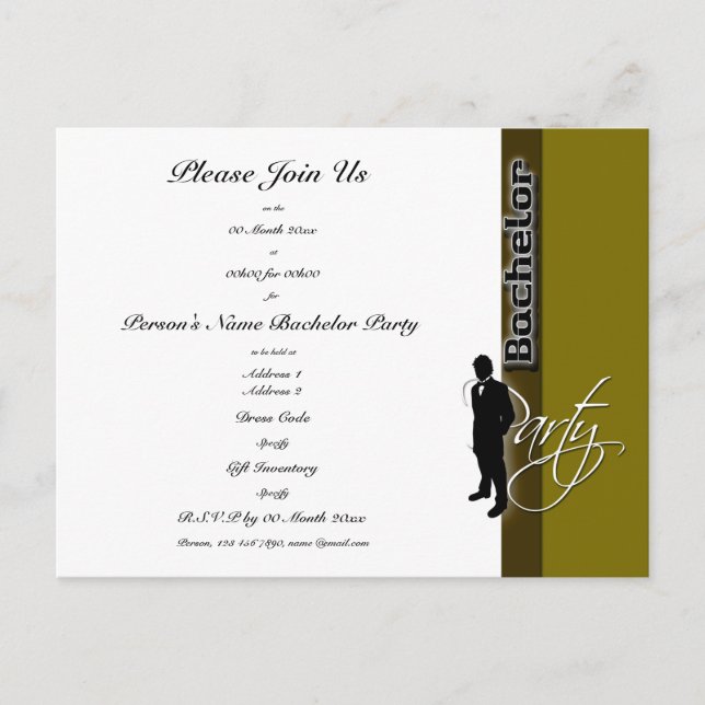 Template Bachelor party distinguished invitations (Front)