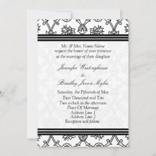 Template Black And White Wedding Invitation