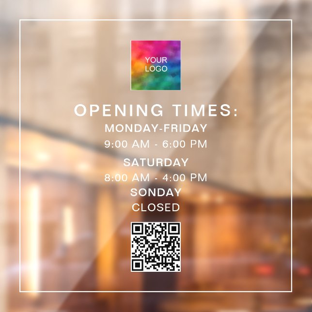 Template Business Logo QR Code Opening Times (Sheet 2)