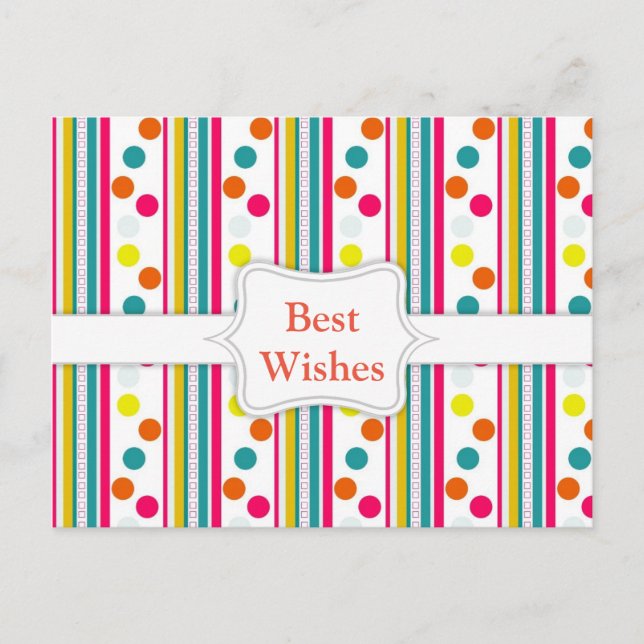 Template, Colourful Polka Dots Postcard (Front)