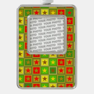 Template - Custom your text, image & background Silver Plated Framed Ornament
