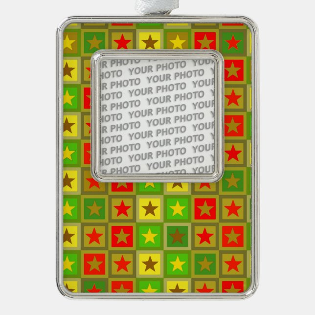 Template - Custom your text, image & background Silver Plated Framed Ornament (Front)
