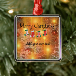 Template - Customise  Golden Christmas Metal Tree Decoration