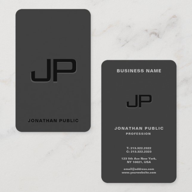 Template Elegant Modern Monogram Initial Luxurious Business Card (Front/Back)