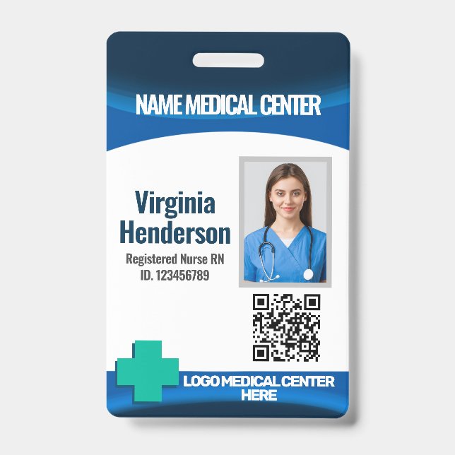 Template Employee Photo Nurse ID Badge (Front)