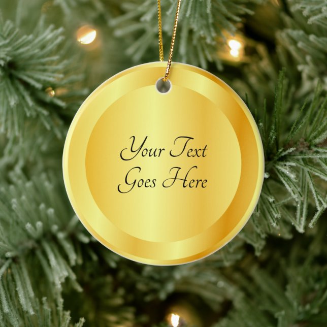 Template Faux Gold Metallic Look Elegant Script Ceramic Tree Decoration (Tree)