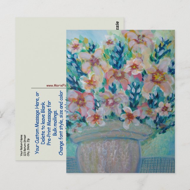 Template Fine Art Postcard Original Love Bouquet (Front/Back)