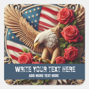 Template for Patriotic American Flag Eagle Sticker